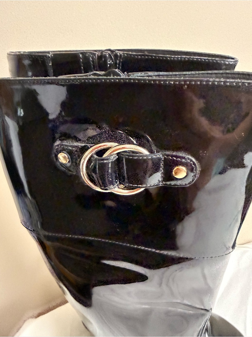 Cole Haan Black Patent Knee Boots with Buckle Accent size 6 - Picture 7 of 13